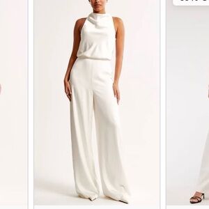 ABERCROMBIE & FITCH Women's High-Neck Draped Jumpsuit in White